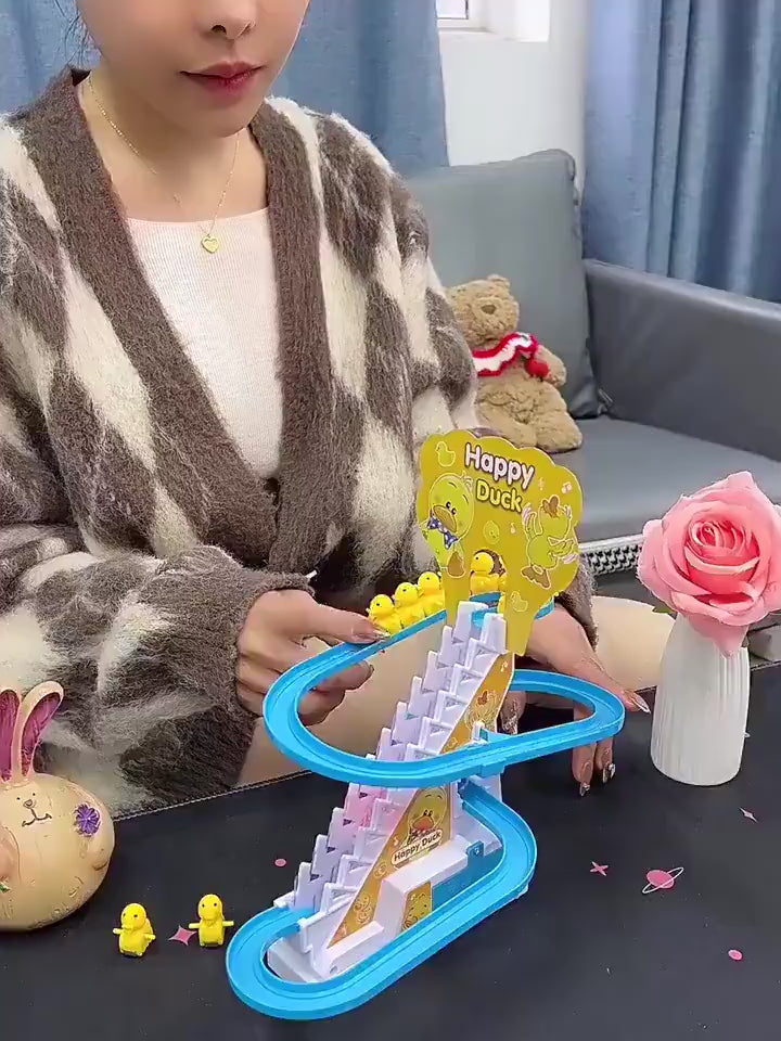 Brinquedo Patinho Escorrega Tobogã com Escada Musical e LED